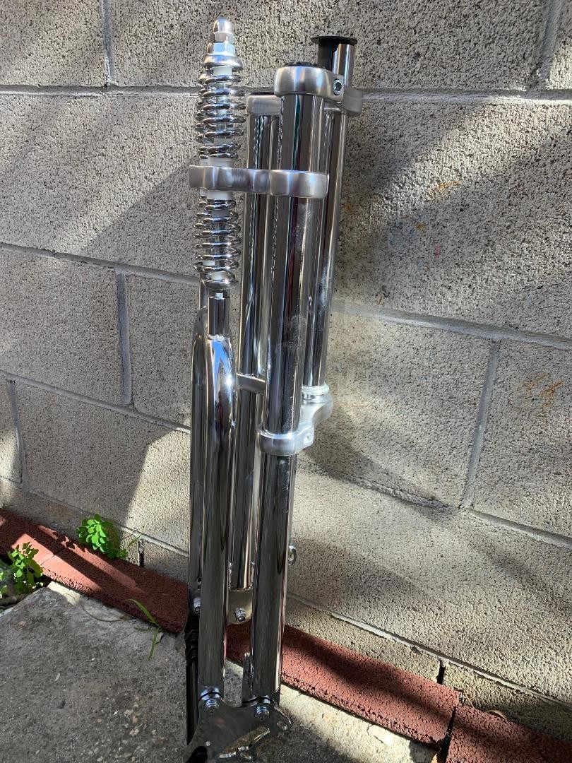HEAVY DUTY FAT 26» DOUBLE SPRINGER TRIPLE FORK 1″ Threadless Disc Mount CHROME
