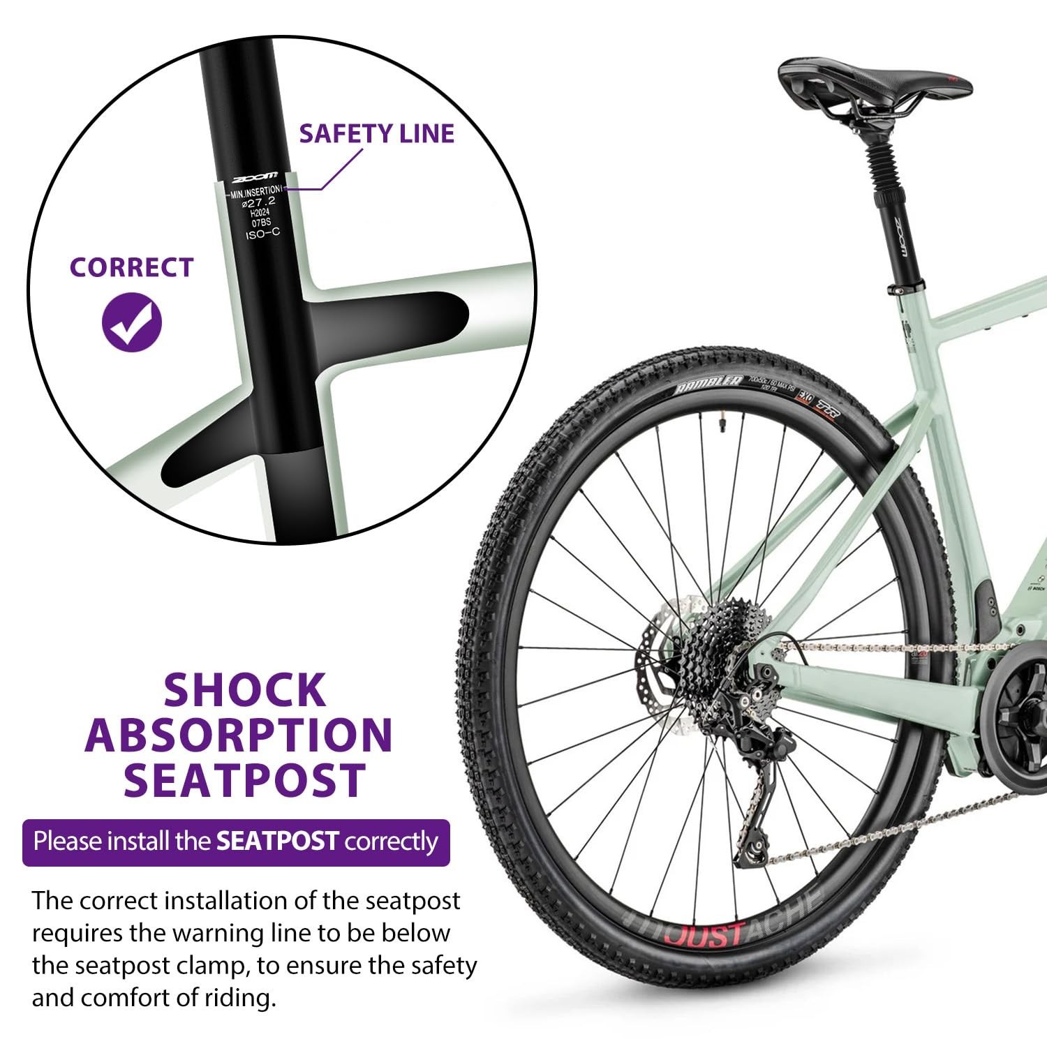 Adjustable Bike Suspension Seatpost 27.2/30.9/31.6mm – Shock Absorber for E-Bike