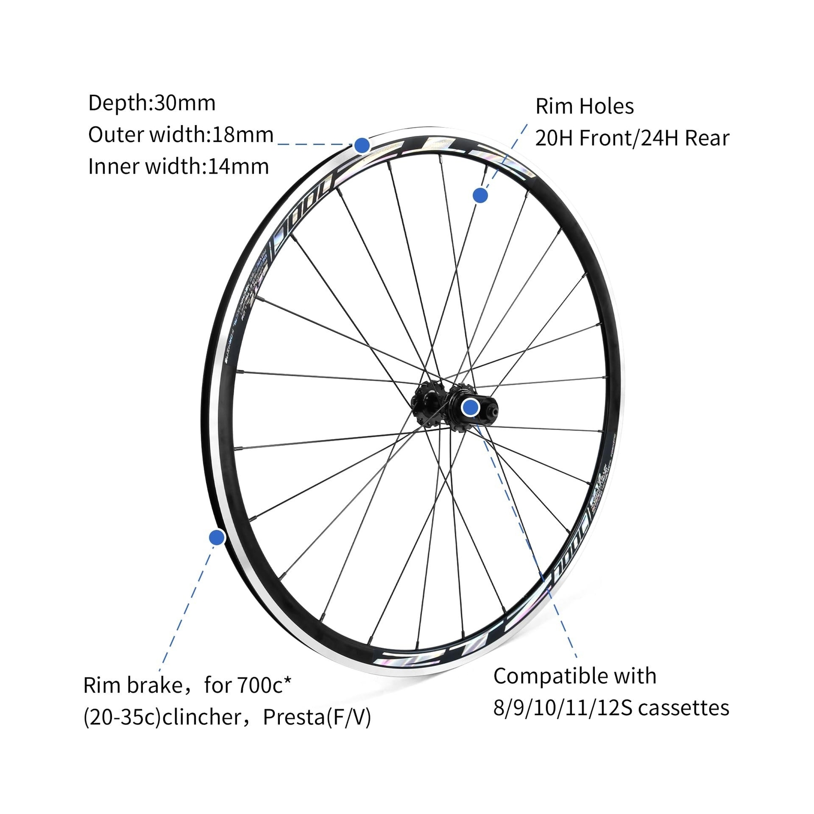 ZTZ 700C Road Bike Wheelset, Ultralight Aluminum Alloy 30mm Road Bike Wheel, …