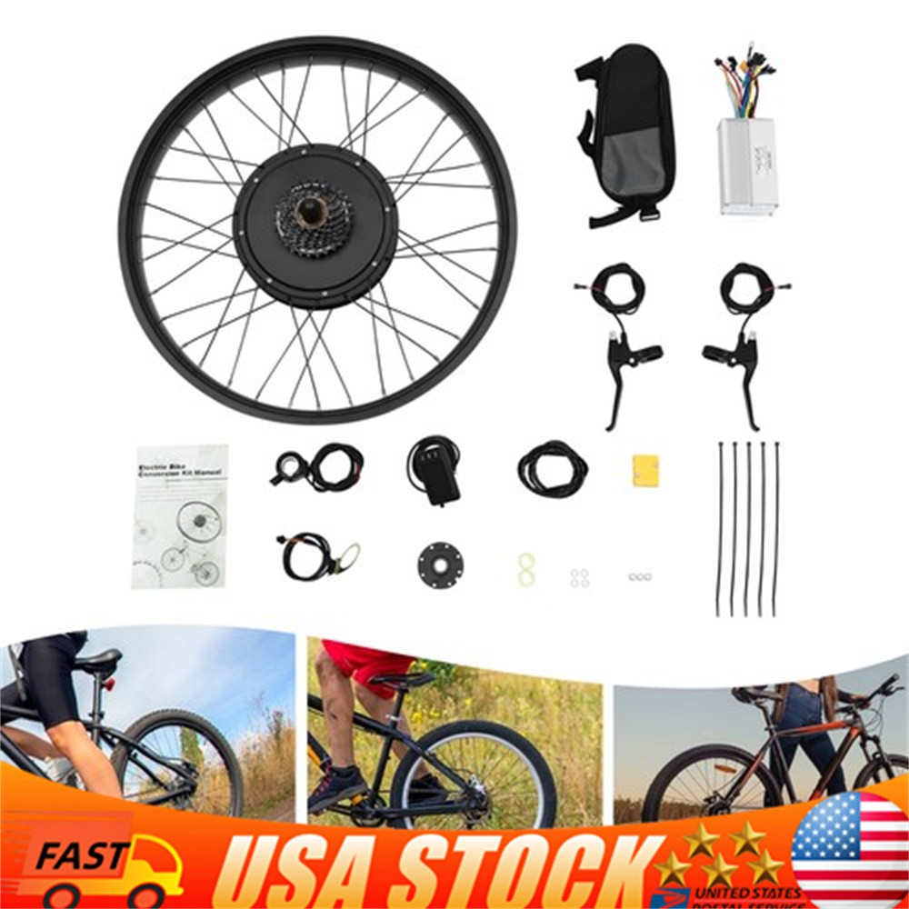 26″ Fat Tire Electric Bicycle Motor E-Bike Rear Wheel LCD Conversion Kit 48V 1KW