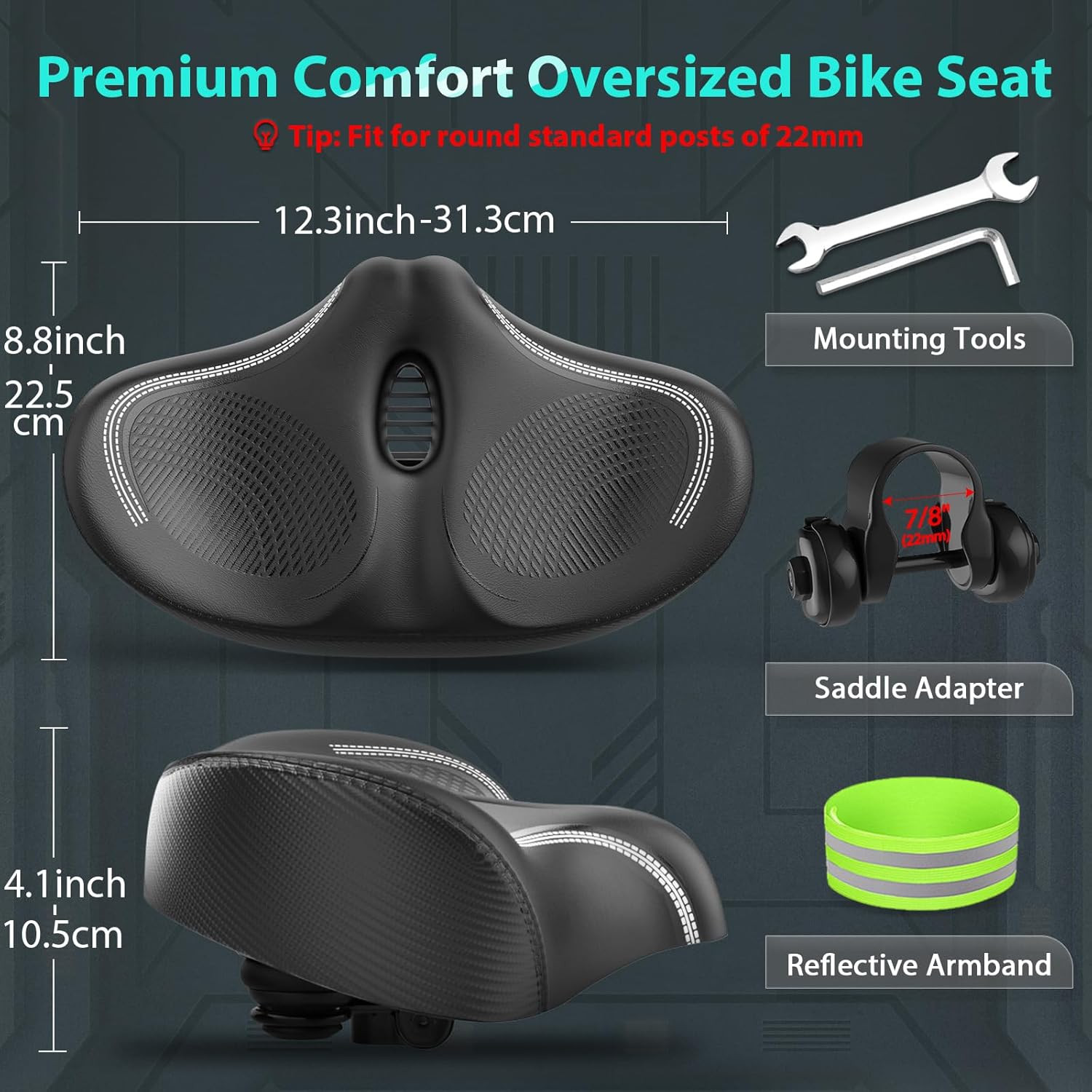 Oversizd Bike Seat, Noseless Wide Bicycle Seats for Comfort Men & Wowen, Extra L