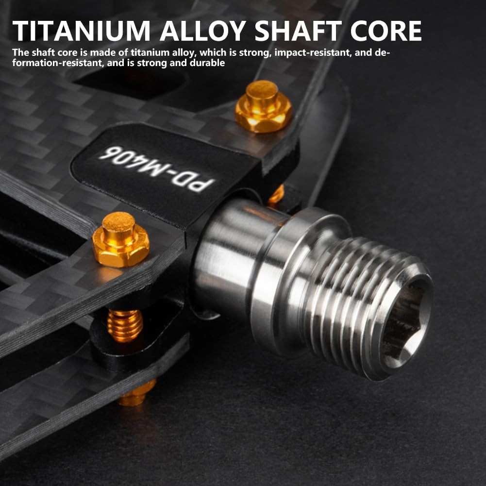 Ultralight Full Carbon Fiber Bike Pedals with Titanium Shaft | 9/16″ Wide Fla…