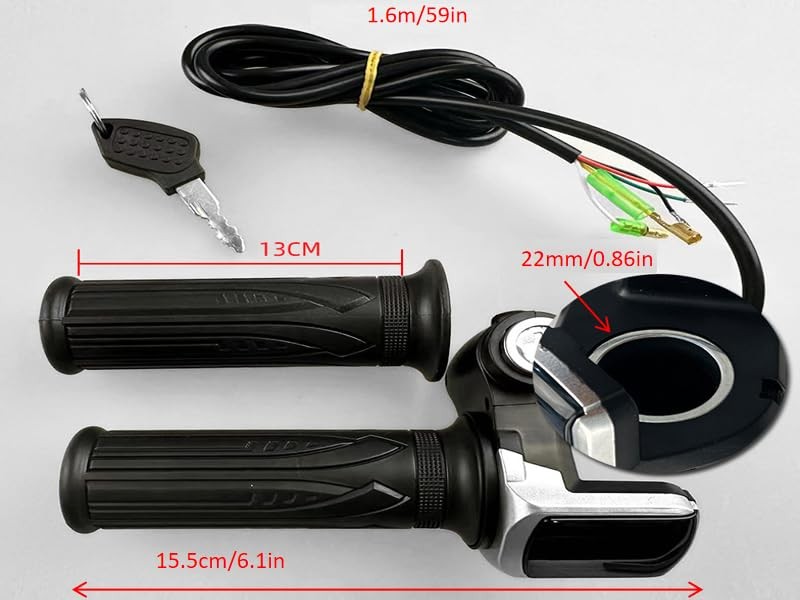 Electric Bike Throttle Grip Lock Key Set LED Indicator for Motorcycle Scooter