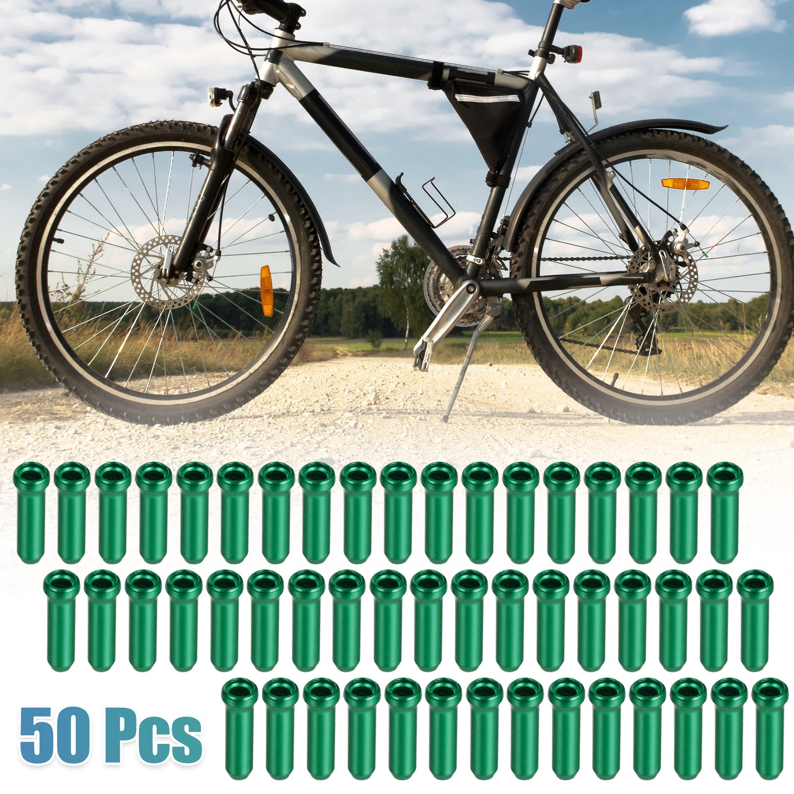 50pcs Bike Brake Cable Cap Bicycle Shifter Brake Gear Inner Cable Cap Green