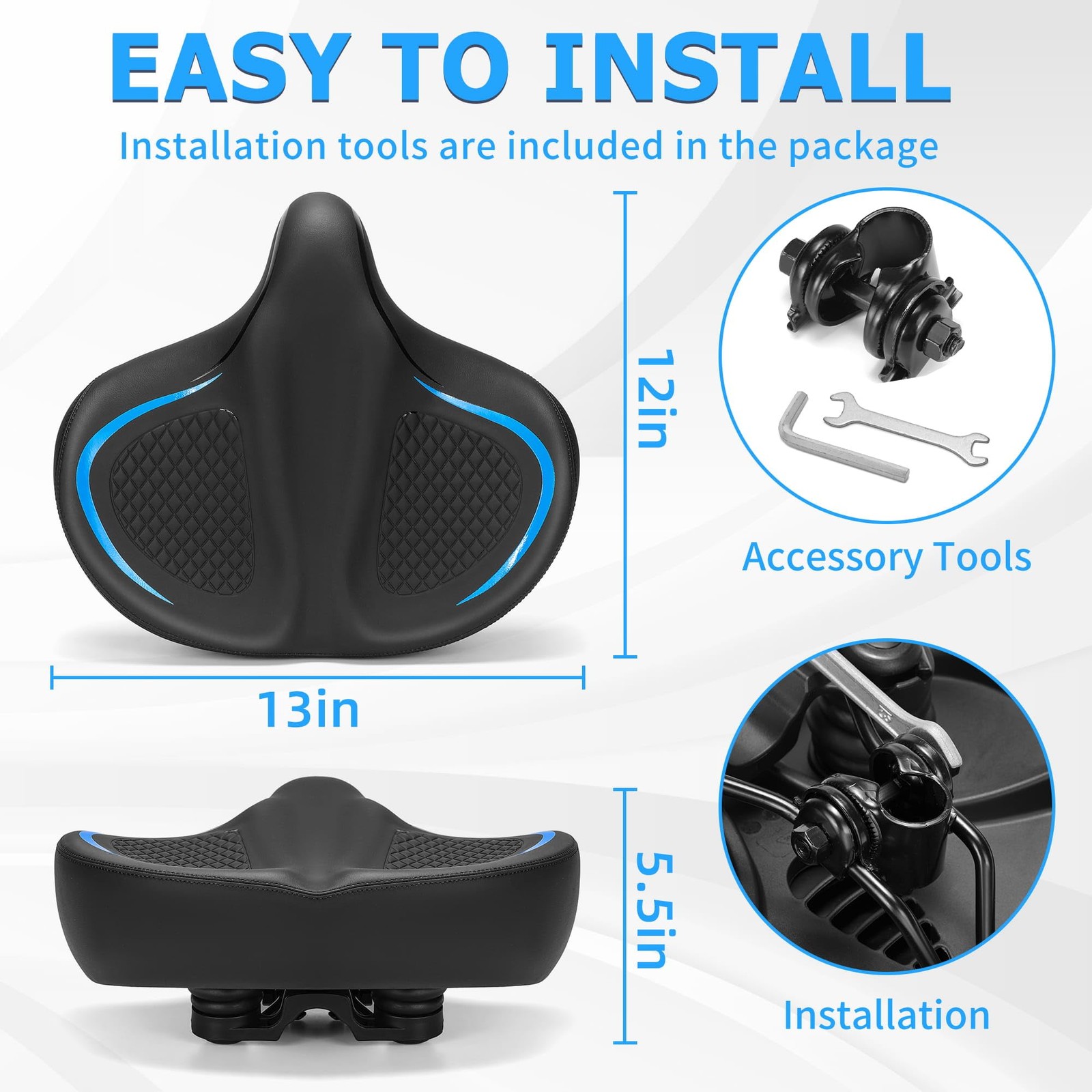 CDYWD Oversized Bike Seat for Men & Women Comfort Wide, Soft Padded Bicycle S…