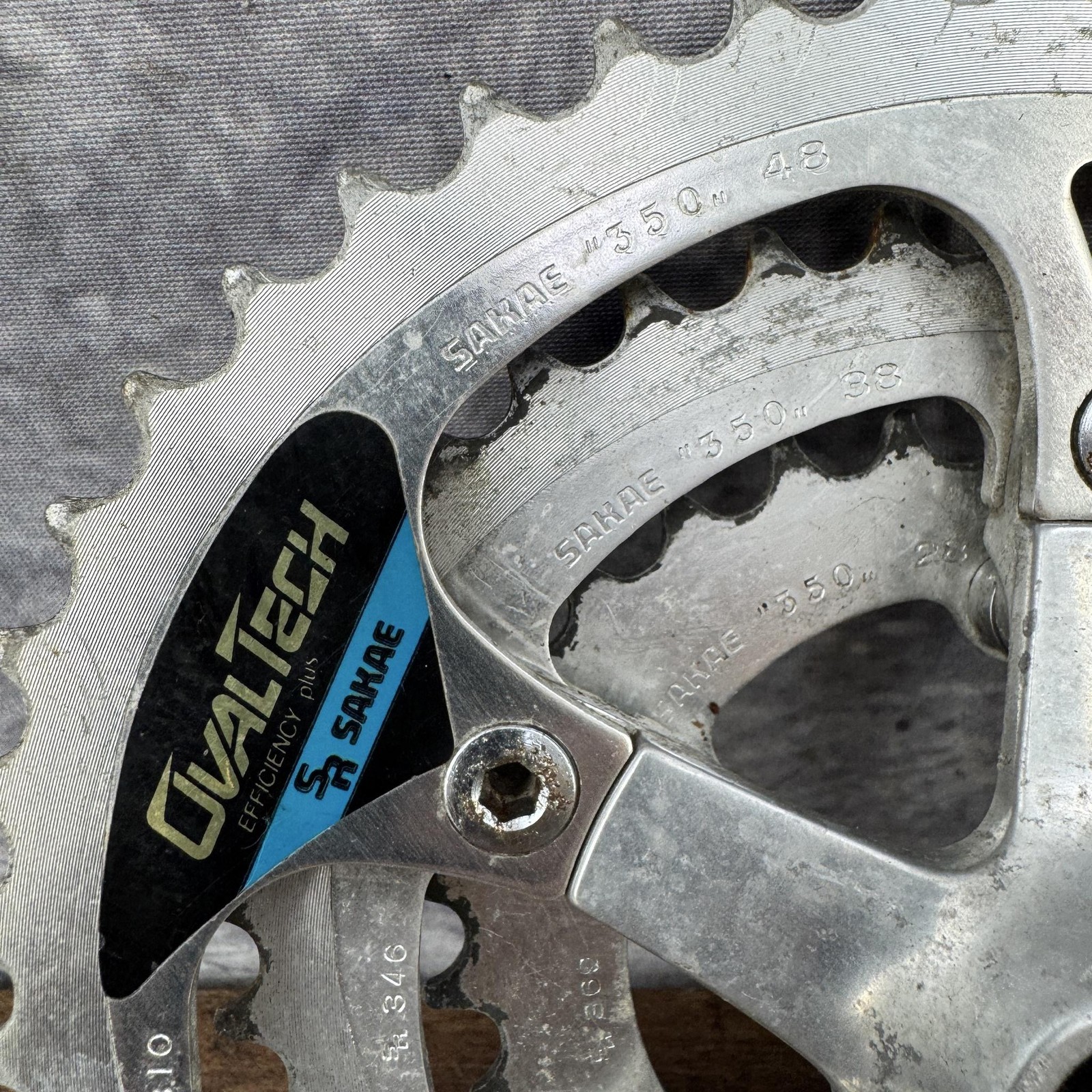 Vintage Sakae SX Crankset 175mm Triple OvalTech 80s Japan Square Taper Oval Ring