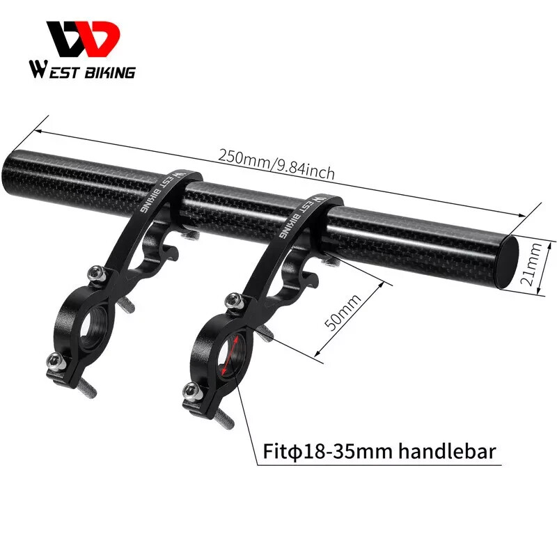 West Biking Bicycle Handlebar Extender Carbon Fiber Double Clamp Mount 18-35mm