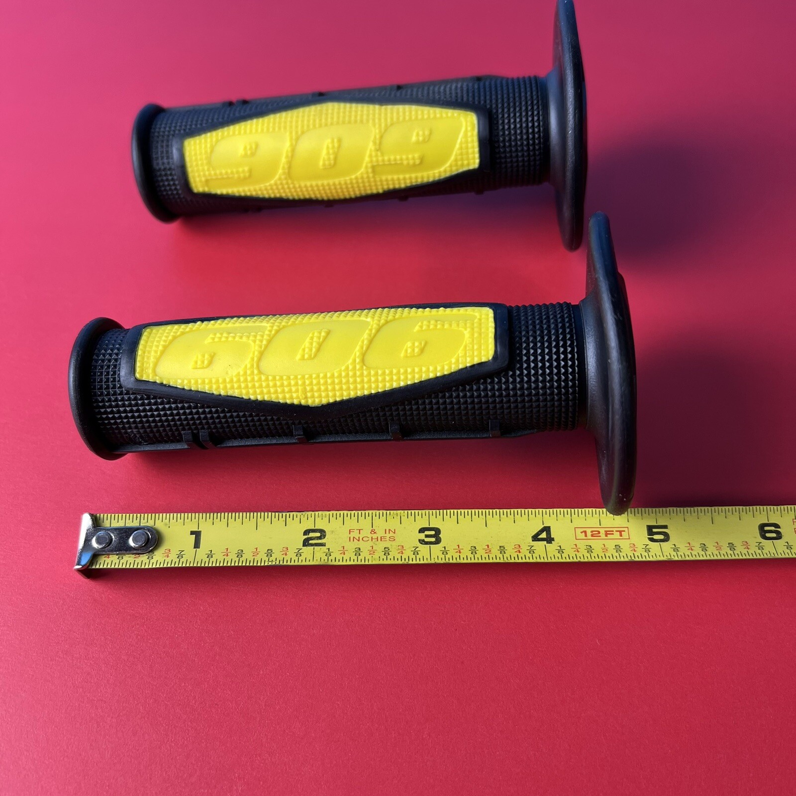 OLD SCHOOL FMF 909 BMX GRIPS VELOCITY BLACK / YELLOW VINTAGE NOS