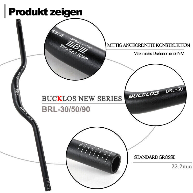 BUCKLOS 25.4/31.8mm Riser Handlebar 580-780mm Aluminum Mountain Folding/BMX Bike