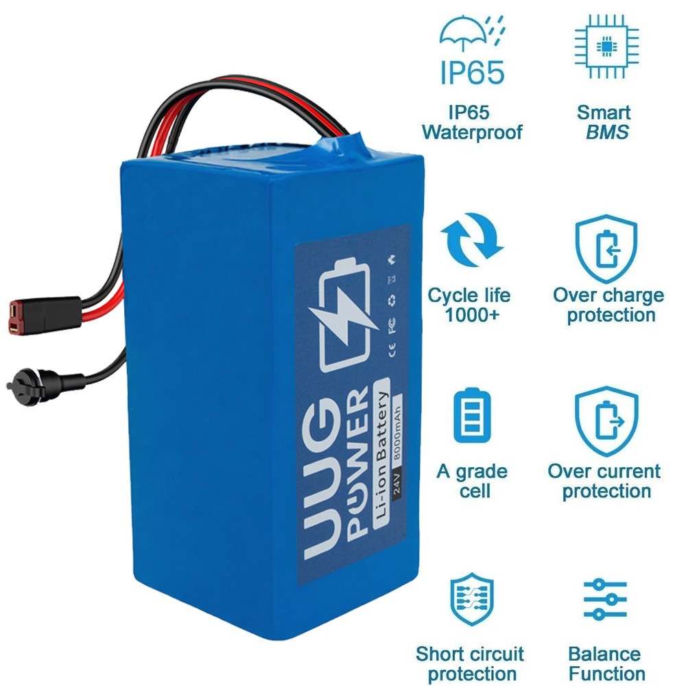24V Ebike Battery 8AH 800W Electric Bicycle Lithium Scooter Battery Pack BMS