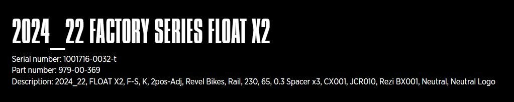 New 2024 FOX Factory Series Float X2, 2 Position Adjust Air Rear Shock- 230 x 65