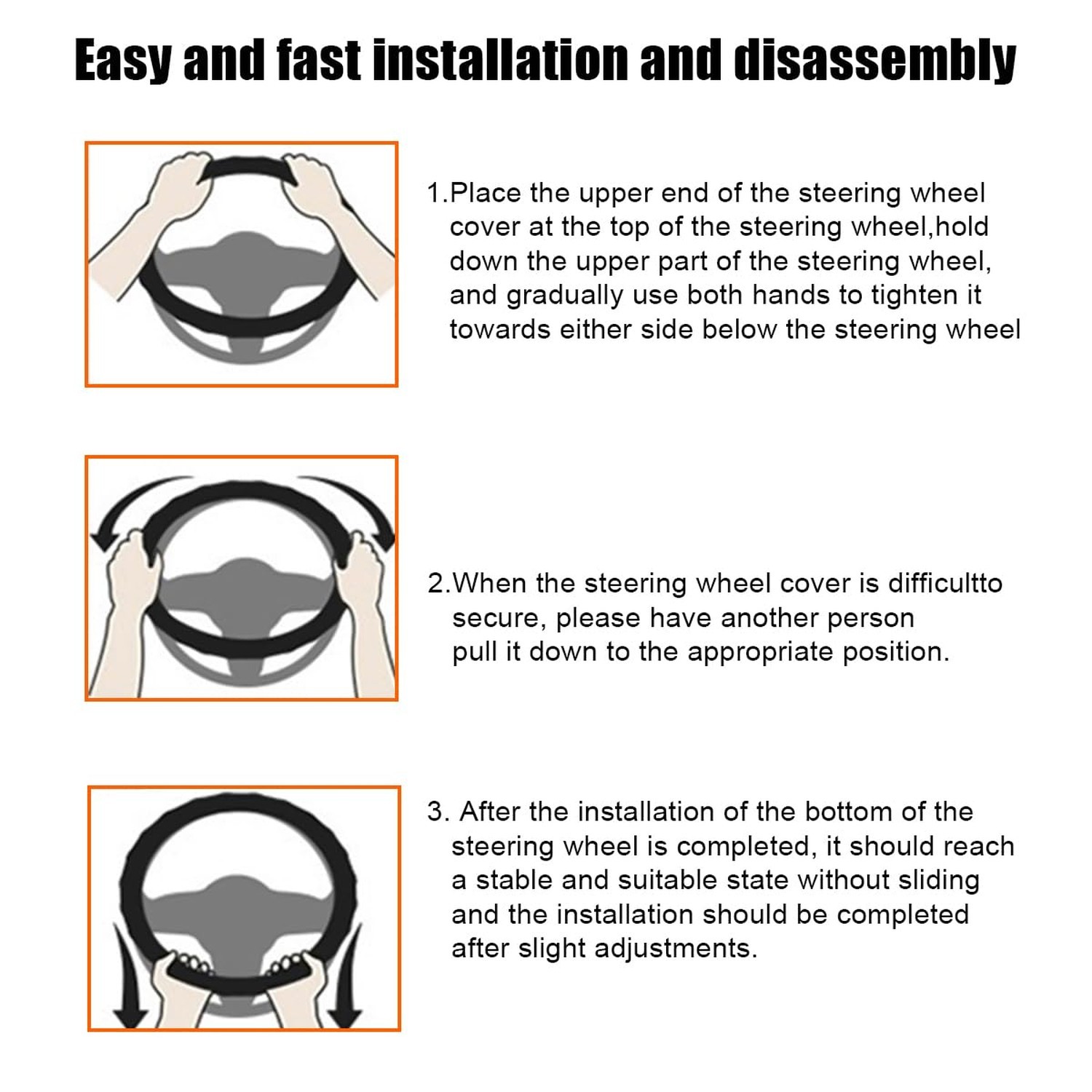 Car Steering Wheel Cover, 15 Inch Carbon Fiber Full Surround Vehicle Steering…