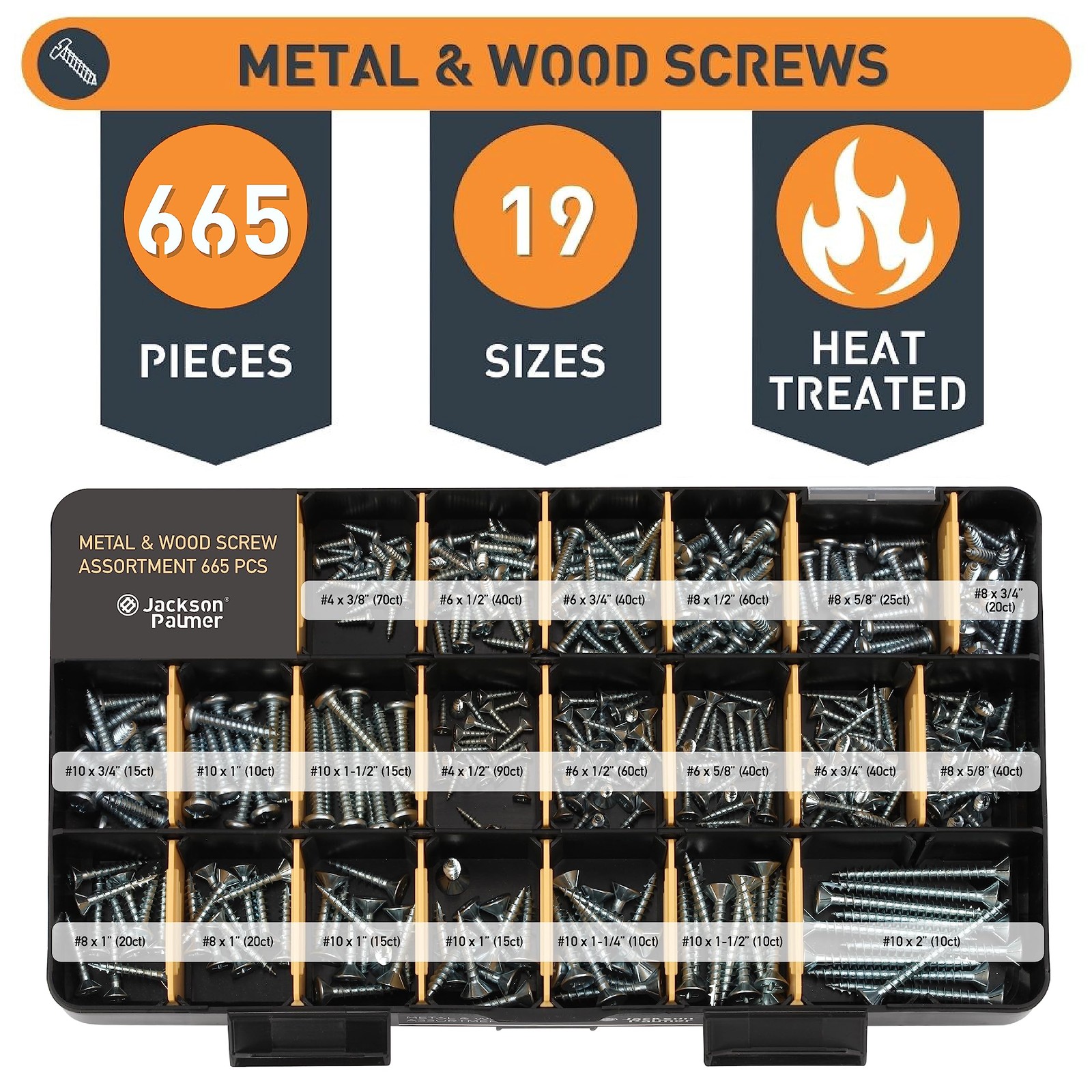 Jackson Palmer 2251-Piece Hardware Assortment Kit Screws Nuts Bolts Washers
