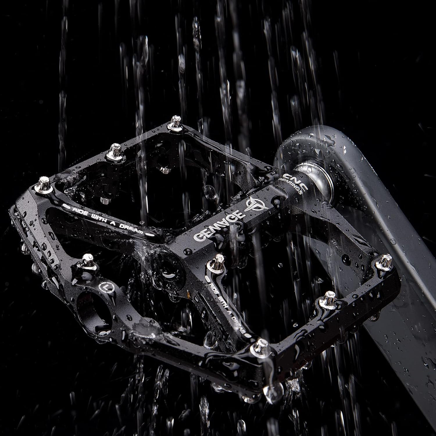 CNC Machined 9/16” Flat Bike Pedals with 3 Bearings and Anti-Skid Nails