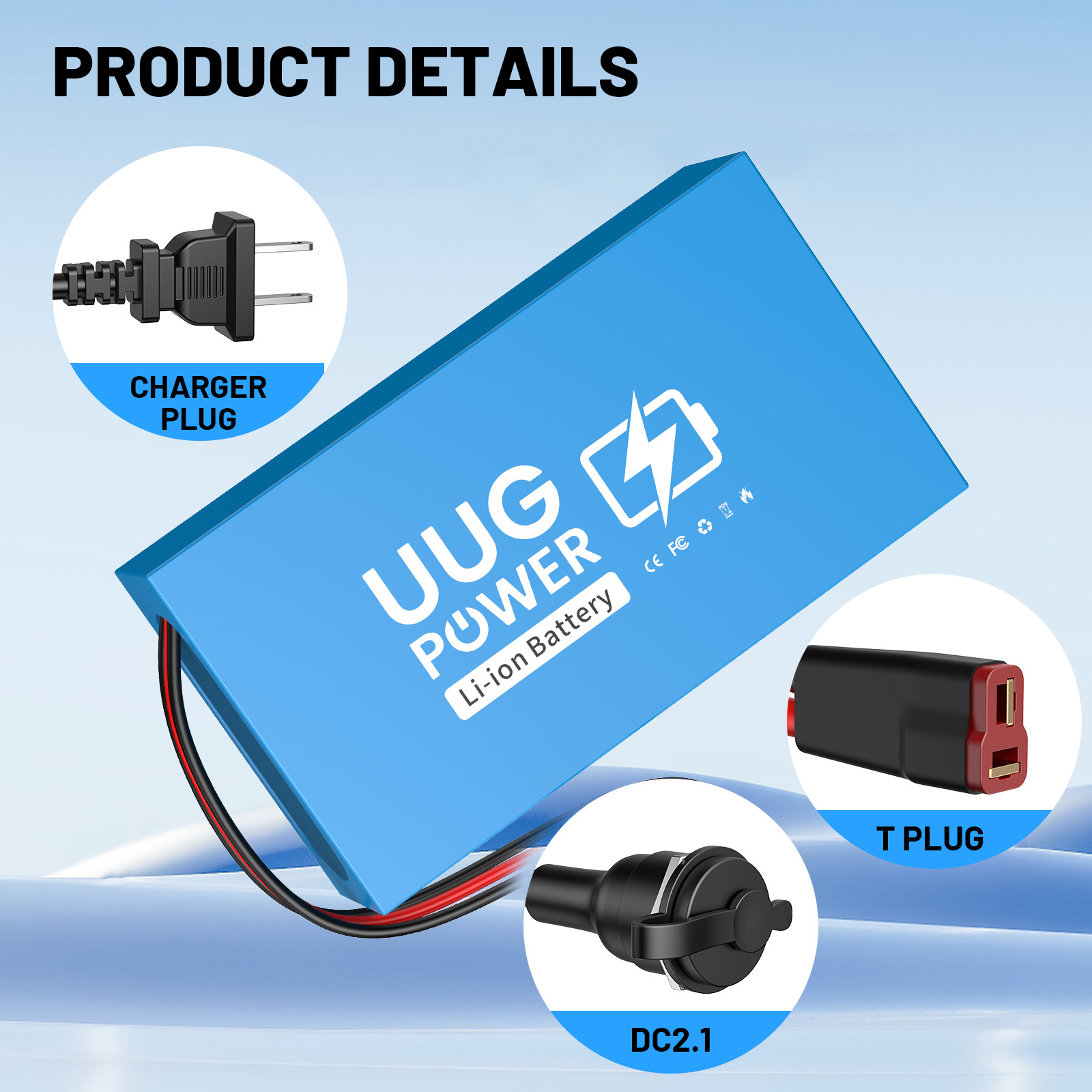 UUG 36V 14Ah Ebike Battery Lithium F o 0W-750W Motor BMS 30A 10s4p