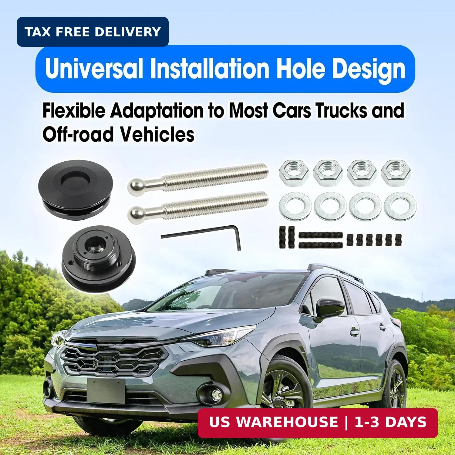 2 Packs 2.44″ Quick Release Hood Latch Fit for Car Truck Racing, Universal Alumi