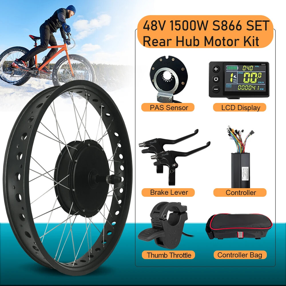 48V 1500W 20 24 26in Snow E-bicycle Fat Brushless Gearless Rear Rotate Hub Motor