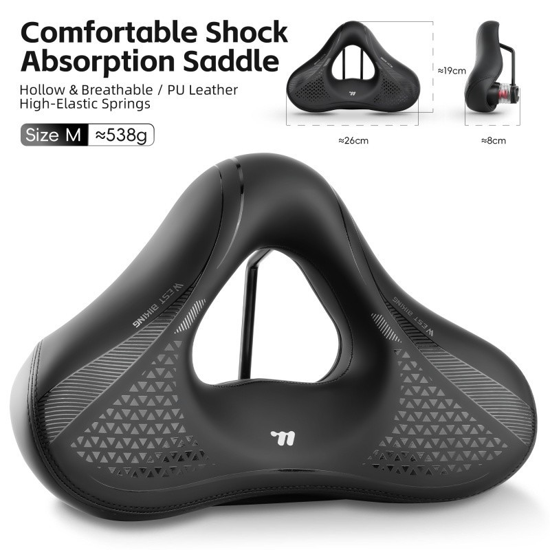 WEST BIKING Bicycle Saddle Shock Absorption Comfort Bike Widen Thicken Cushion