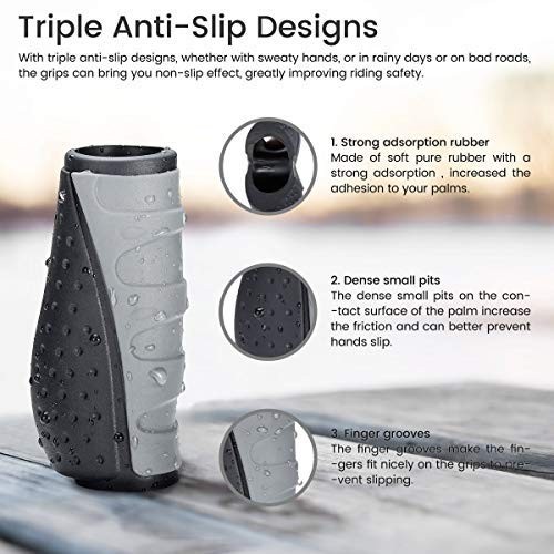 PRUNUS Bike Handlebar Grips, Rubber Ergonomic Antislip uaual, 90MM+130MM