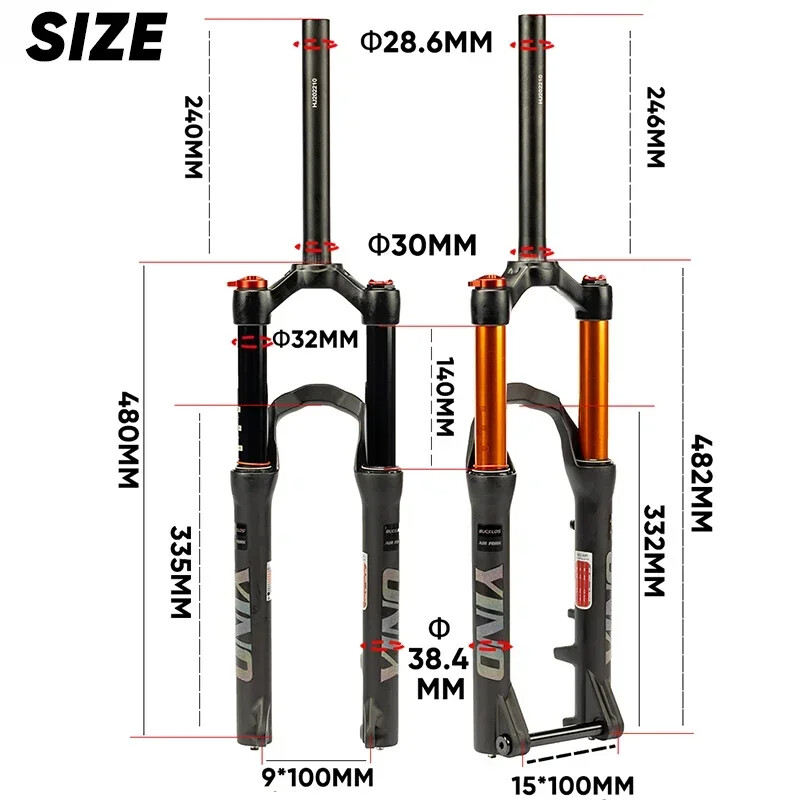 24″ Kids Bike Air Suspension Fork Travel 120mm Disc Brake Thru Axle QR AM Fork