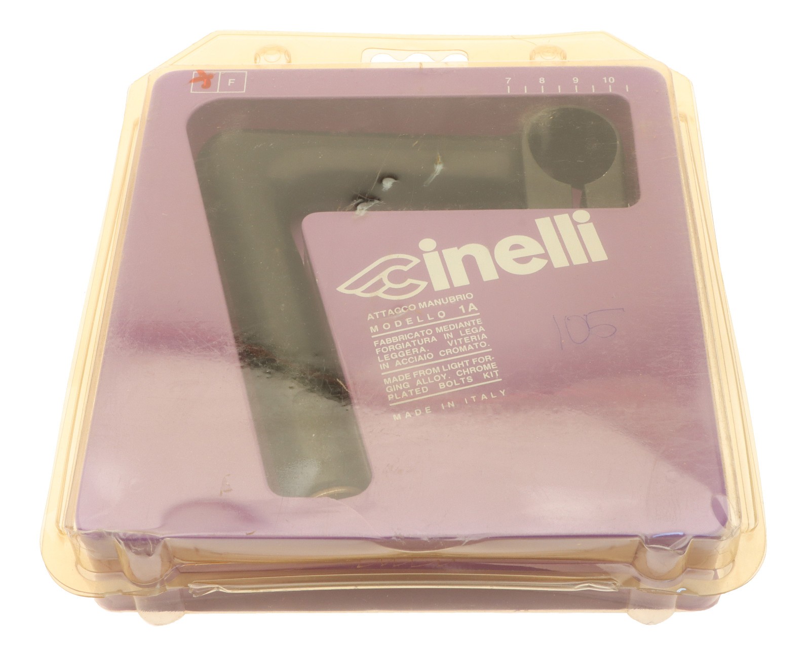 Cinelli 1″ 1/A 22.2mm Quill Stem 105mm 26.4mm Clamp Black -17° 1A NEW NIB NOS