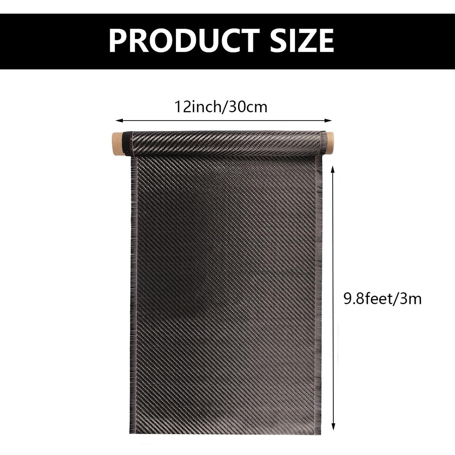 Carbon Fiber Fabric Roll 9.8ft x 12”Fabric Mesh Carbon Fiber Cloth Carbon