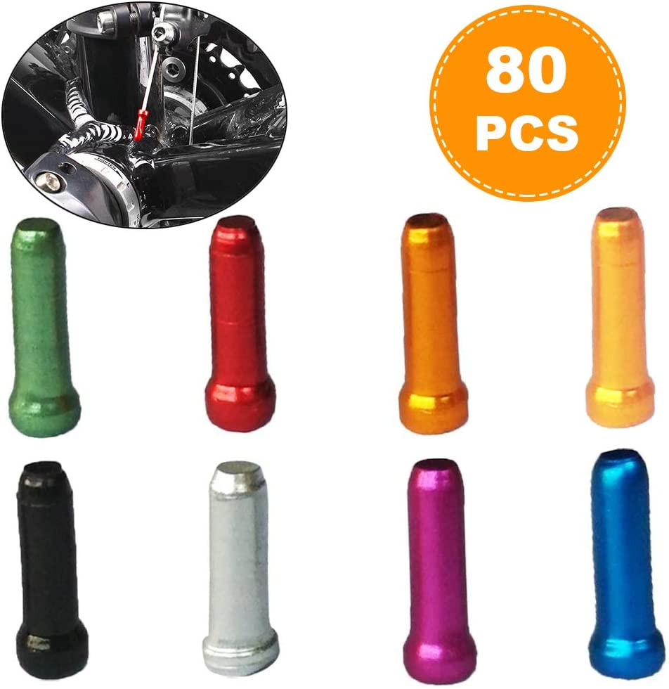8 Color 80 PCS, Cable End Crimps, Bike Cable End Caps, Alloy Road Mountain Bikes