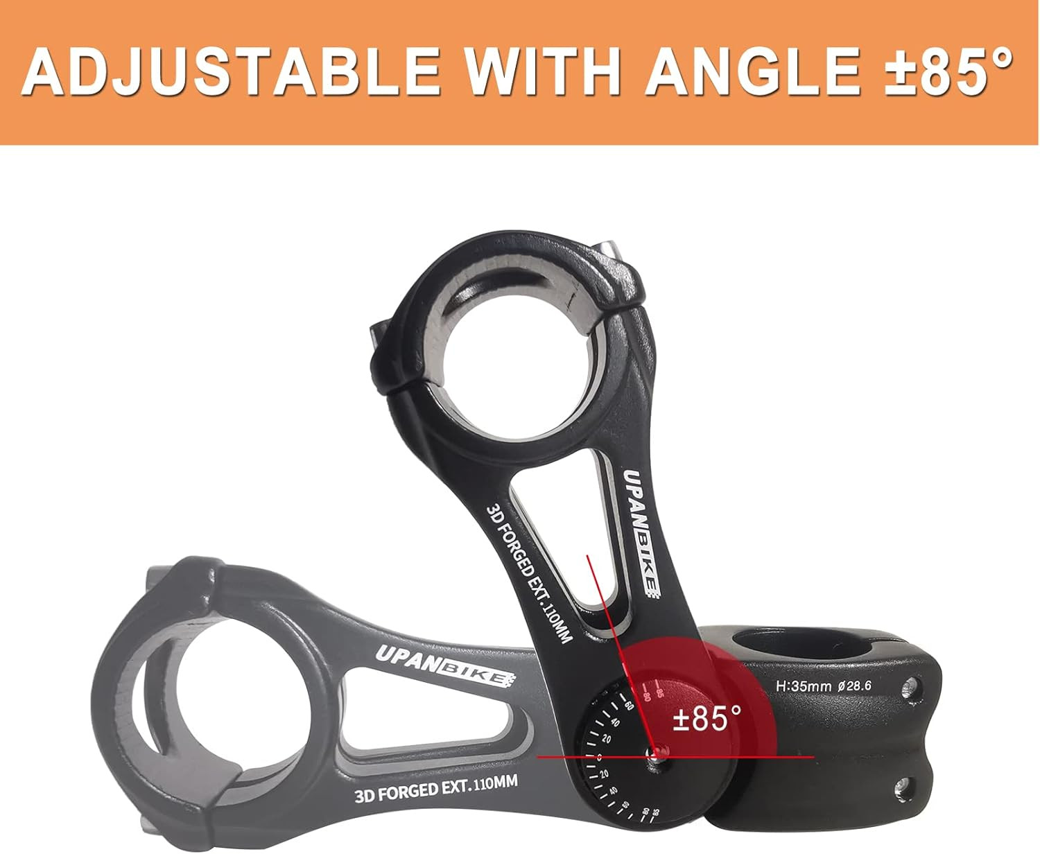 Bike Adjustable Stem 31.8mm 85 Degree 90mm 110mm 145mm Aluminum Alloy Riser E…
