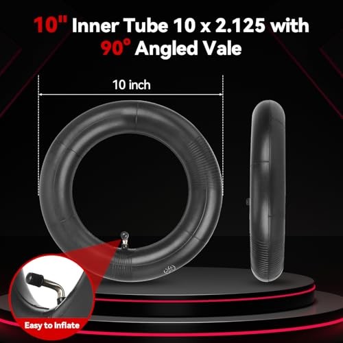 10 Inches Inner Tube 10×2.125, Thicker 2 mm Heavy-Duty Inner 90° Angled Valve