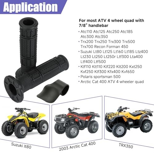 7/8 Handlebar Grips Rubber ATV Handle Grips Replacement for Rancher 350 black
