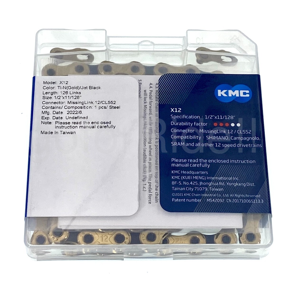 KMC X12 Speed 126L Chain Gold/Black