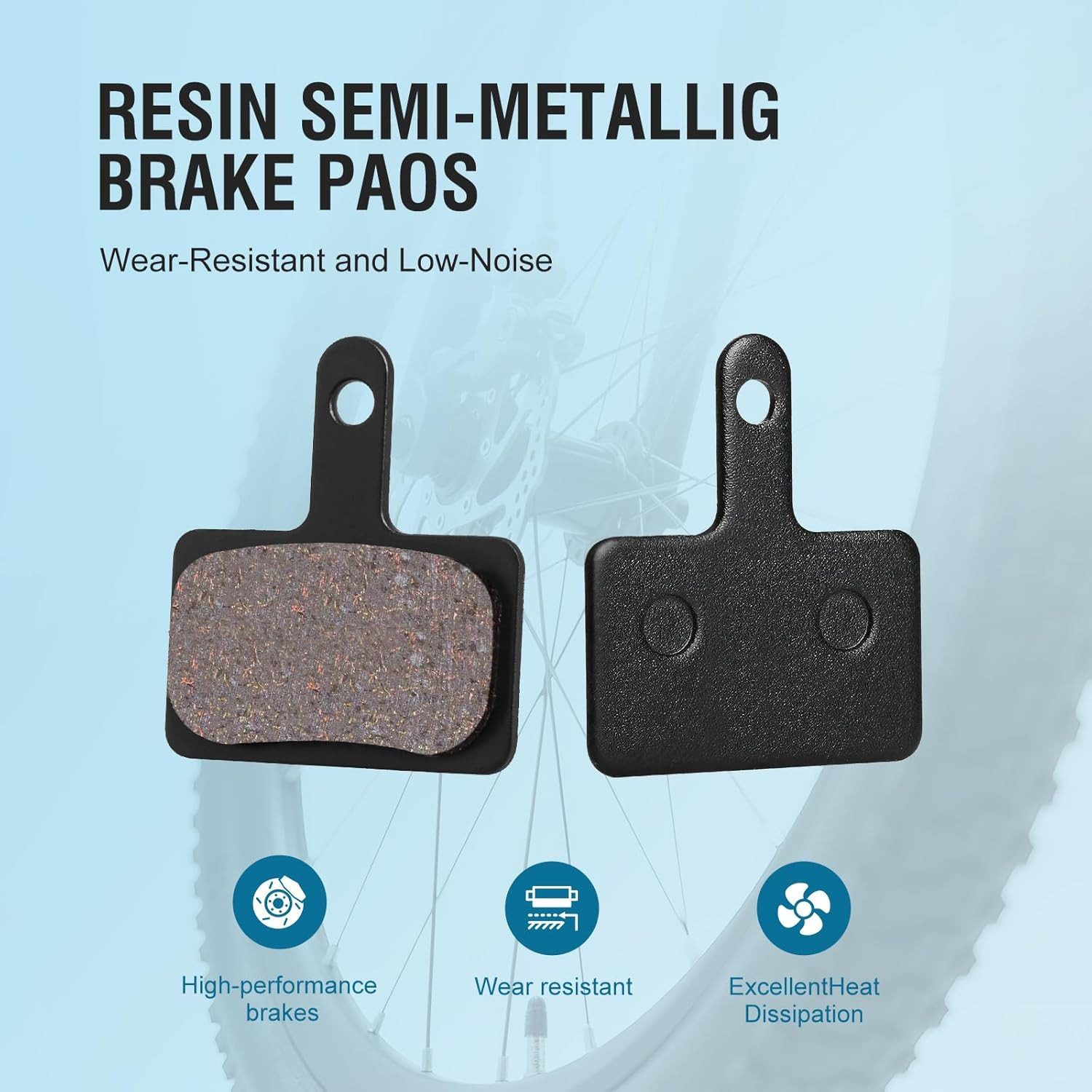 4 Pairs Bike Brake Pads, Disc Brake Pads (Resin,Semi-Metallic) for Mountain Bike