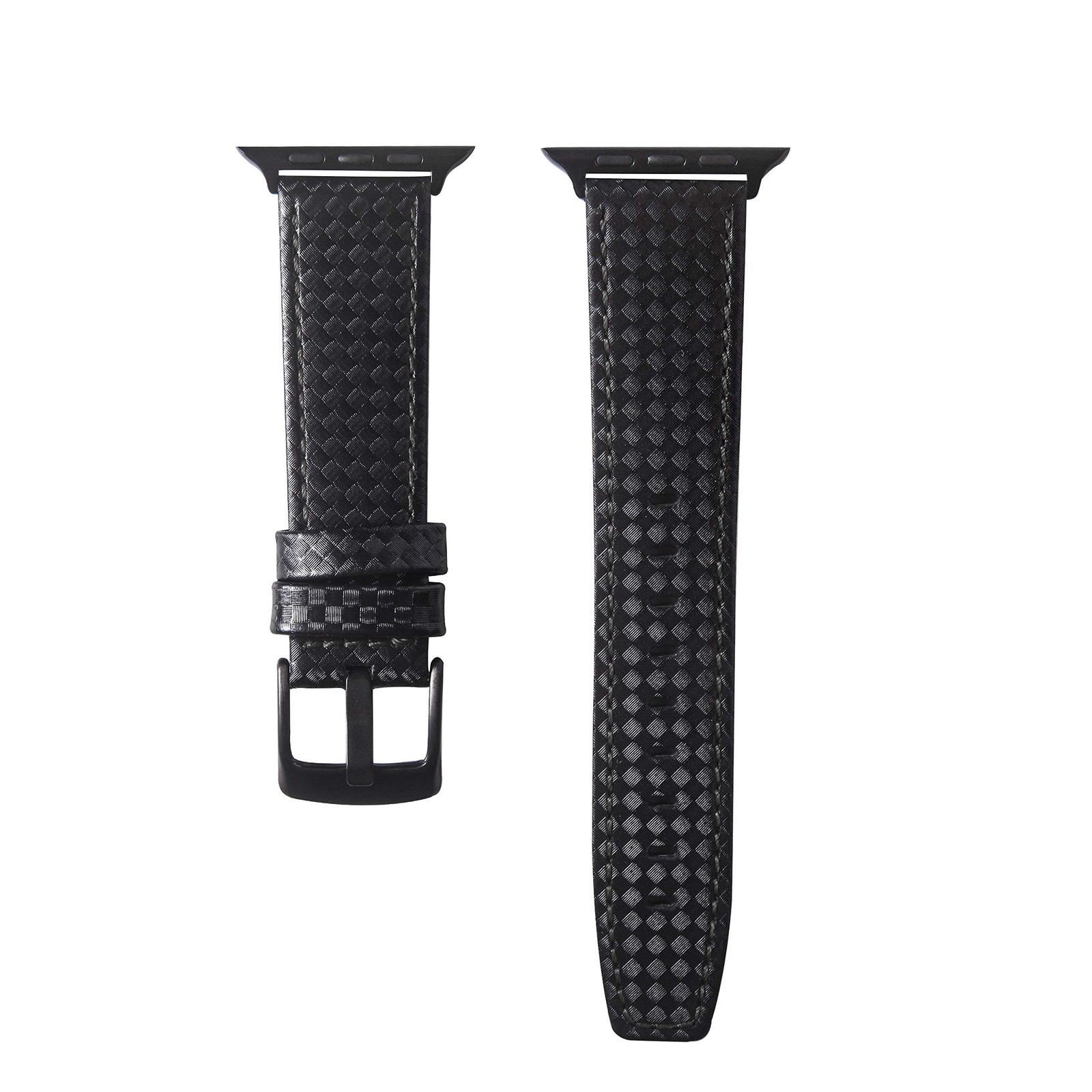 MeShow 44mm 42mm Genuine Leather Carbon Fiber Embossed Pattern with Stitching…