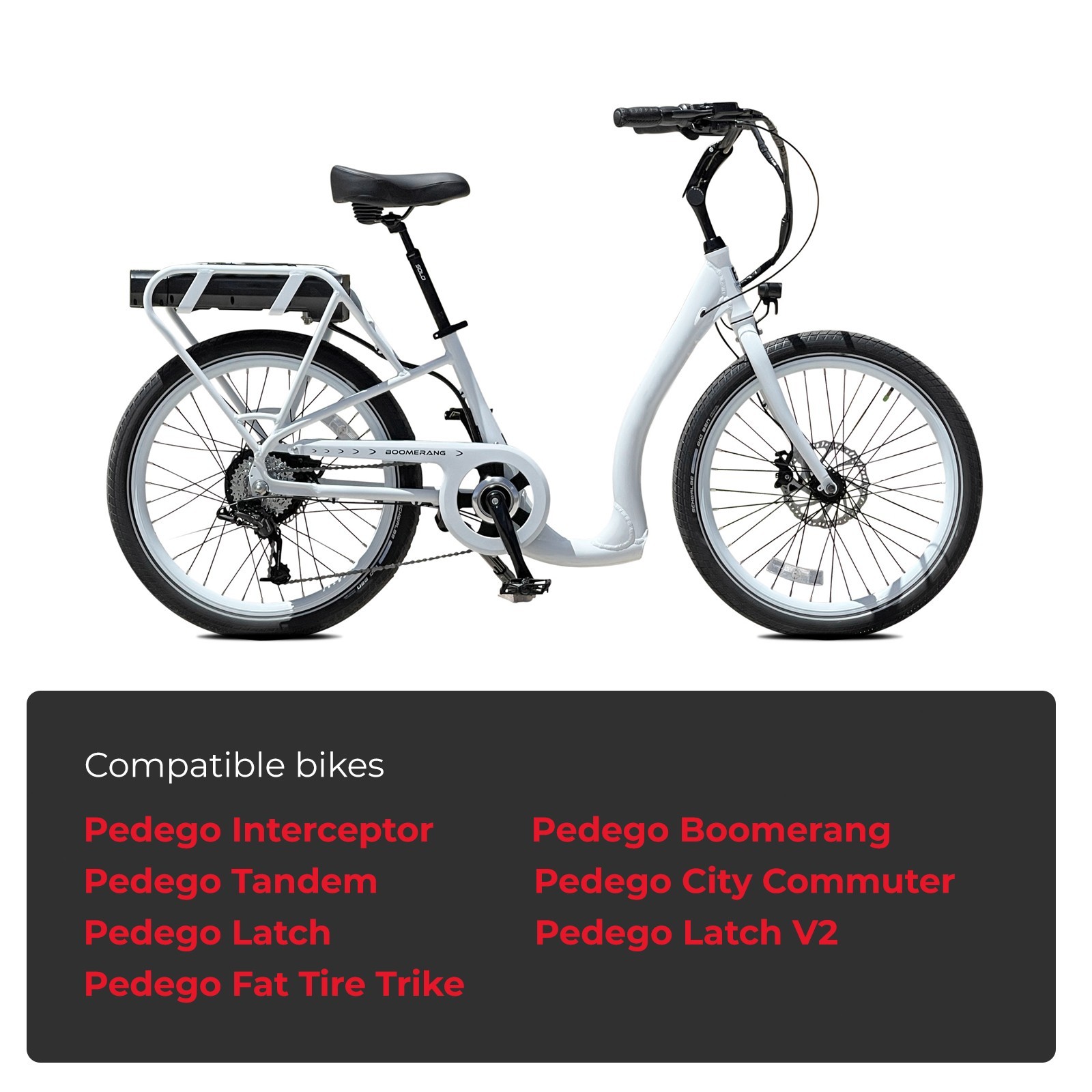 Pedego Ebike Battery 52V17.5Ah Interceptor Boomerang City Commuter Latch Battery