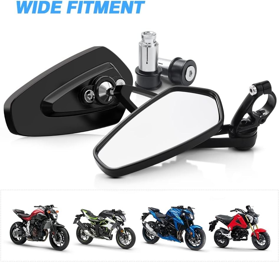 Motorcycle Mirrors – 7/8″ (22mm) Bar End Rear View Mirrors