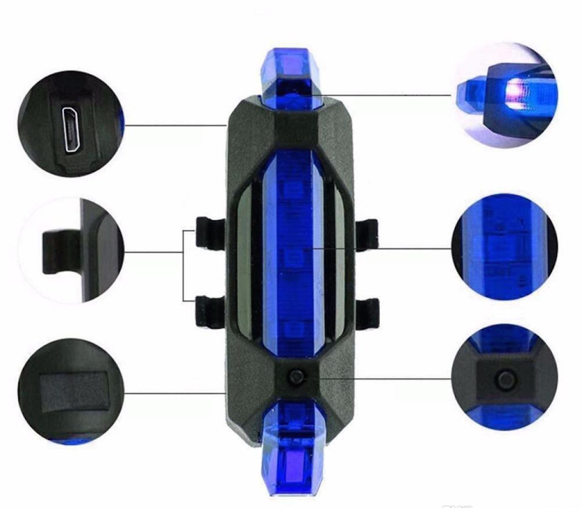 RECHARGEABLE LED FRAME Waterproof Flashing Modes Bike Bicycle Tail Light Safety
