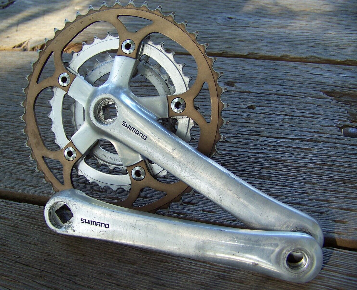 Vintage Shimano Deore XT Crankset-Gold Anodized