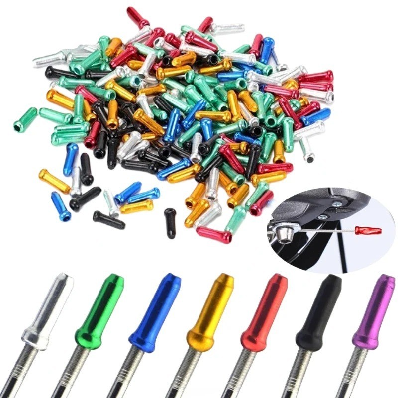 New 50 Pcs Aluminum Bike Bicycle Shifter Brake Cable Tips Caps Ends Crimps