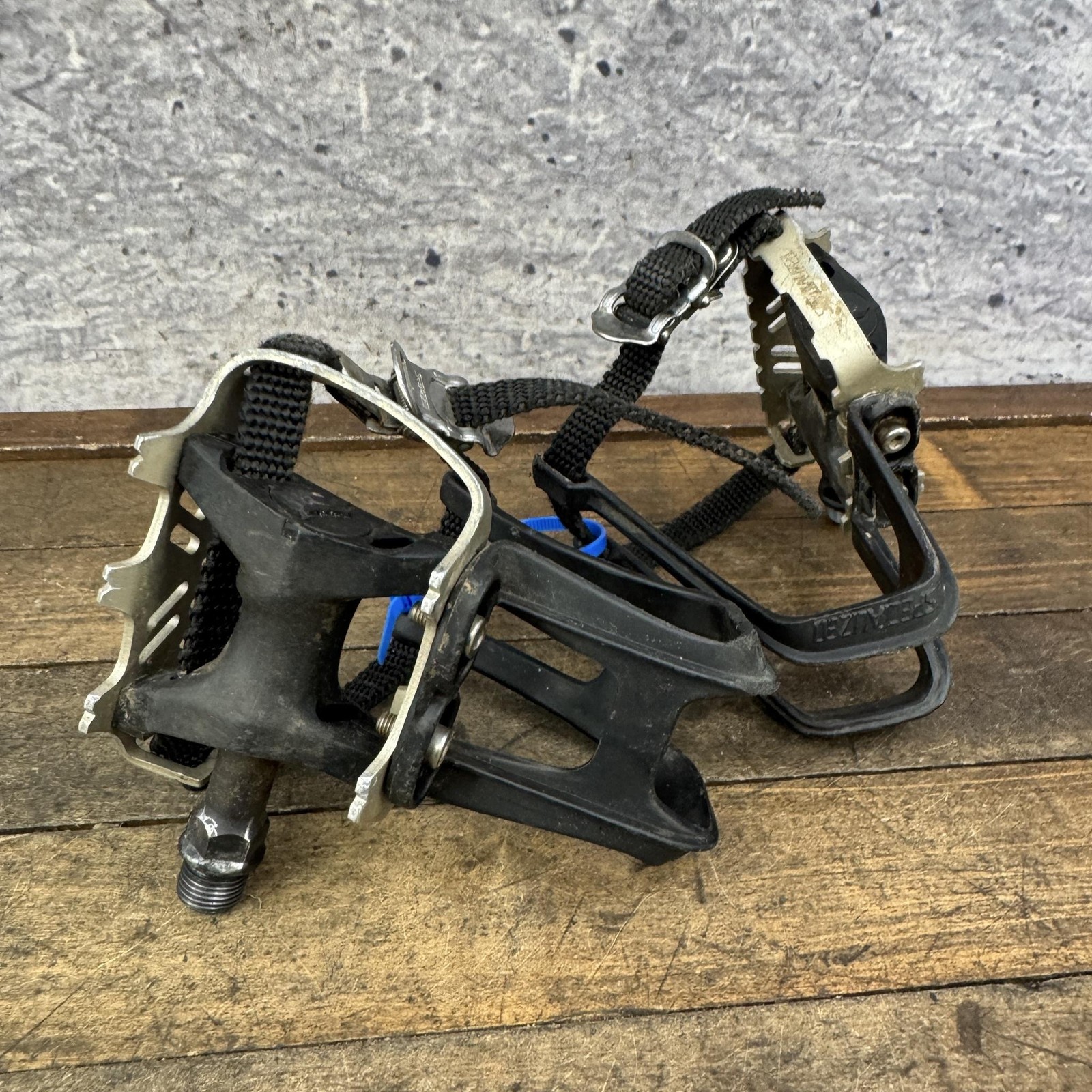Vintage Specialized Platform Bike Pedals 9/16 1990s Toe Clips Straps Pair