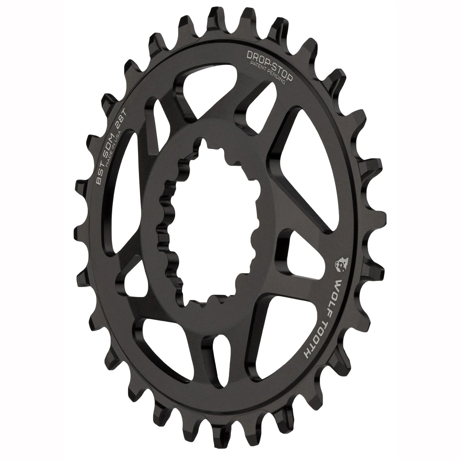 Wolf Tooth Drop Stop Chainring 32t Direct Mount 6mm Offset Aluminum Black