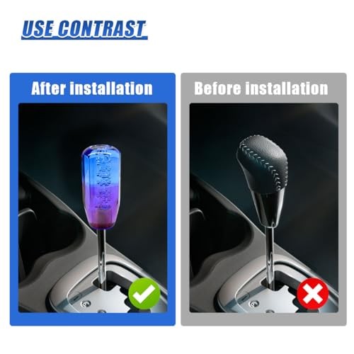 Craedli Car Gear Shift Knob, Acrylic Automotive Gear Shift Stick Head with Blue