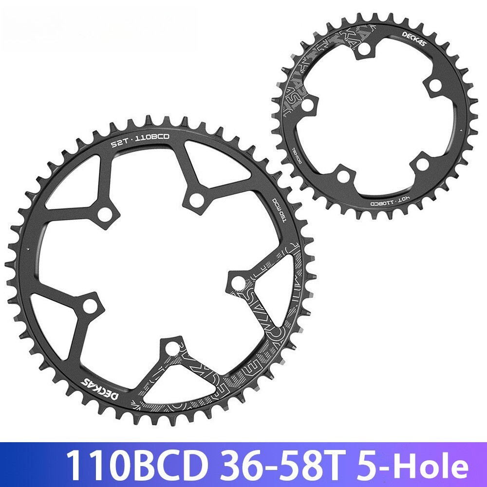 Bicycle Chainring 110BCD 5 Arm Round Single Wide Narrow Chain Wheel 36-54T Black