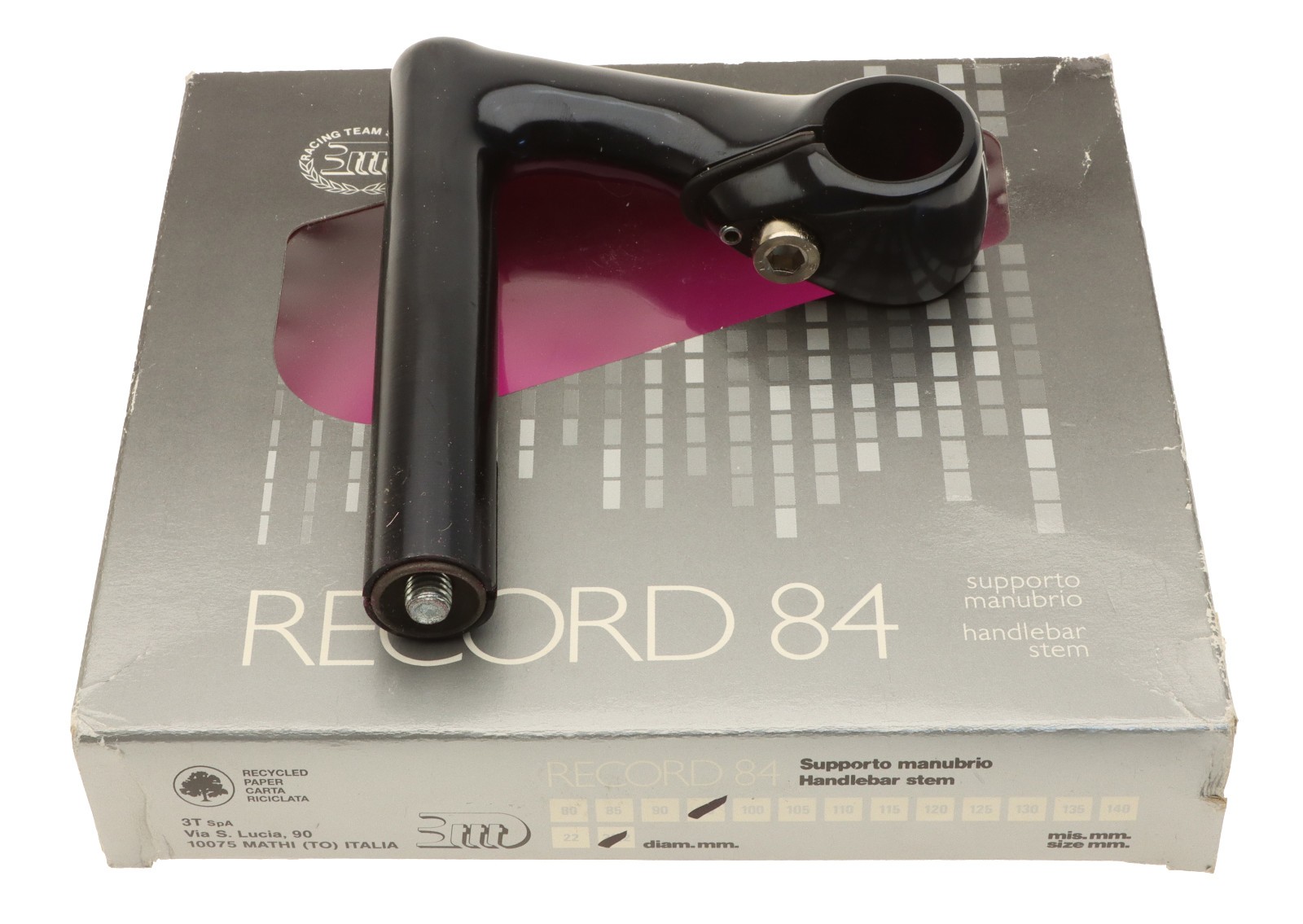 3ttt 1″ Record 84 22.2mm Quill Stem 95mm 26mm Clamp Black -17° NEW NIB NOS