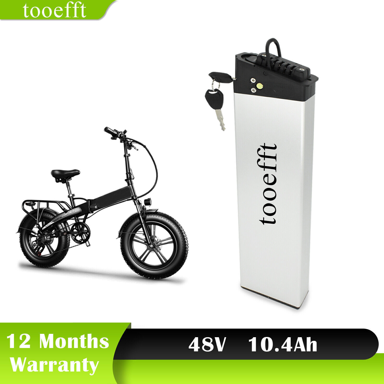 tooefft Ebike Batteries 48V 10.4Ah Fit for eLectric XP Folding Electric Bike