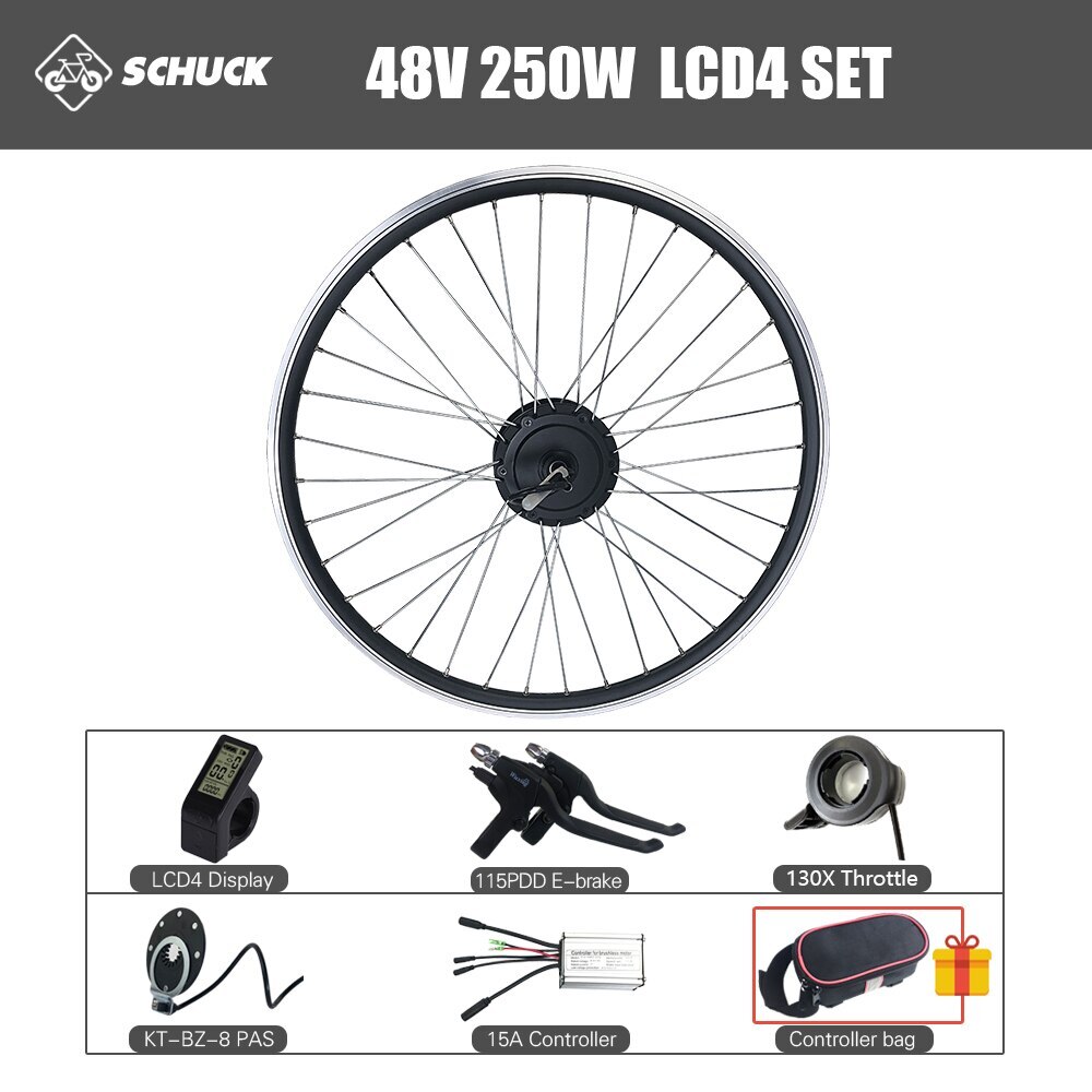 E-bike Conversion Kit 36V 48V 250W Rear Rotate Hub Motor Wheel 16- 29Inch/700c