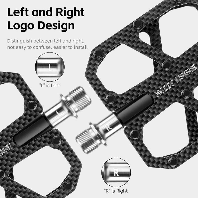 Bicycle Pedals Carbon Fiber Titanium Axle 3 Bearing Bicycle Pedals Black