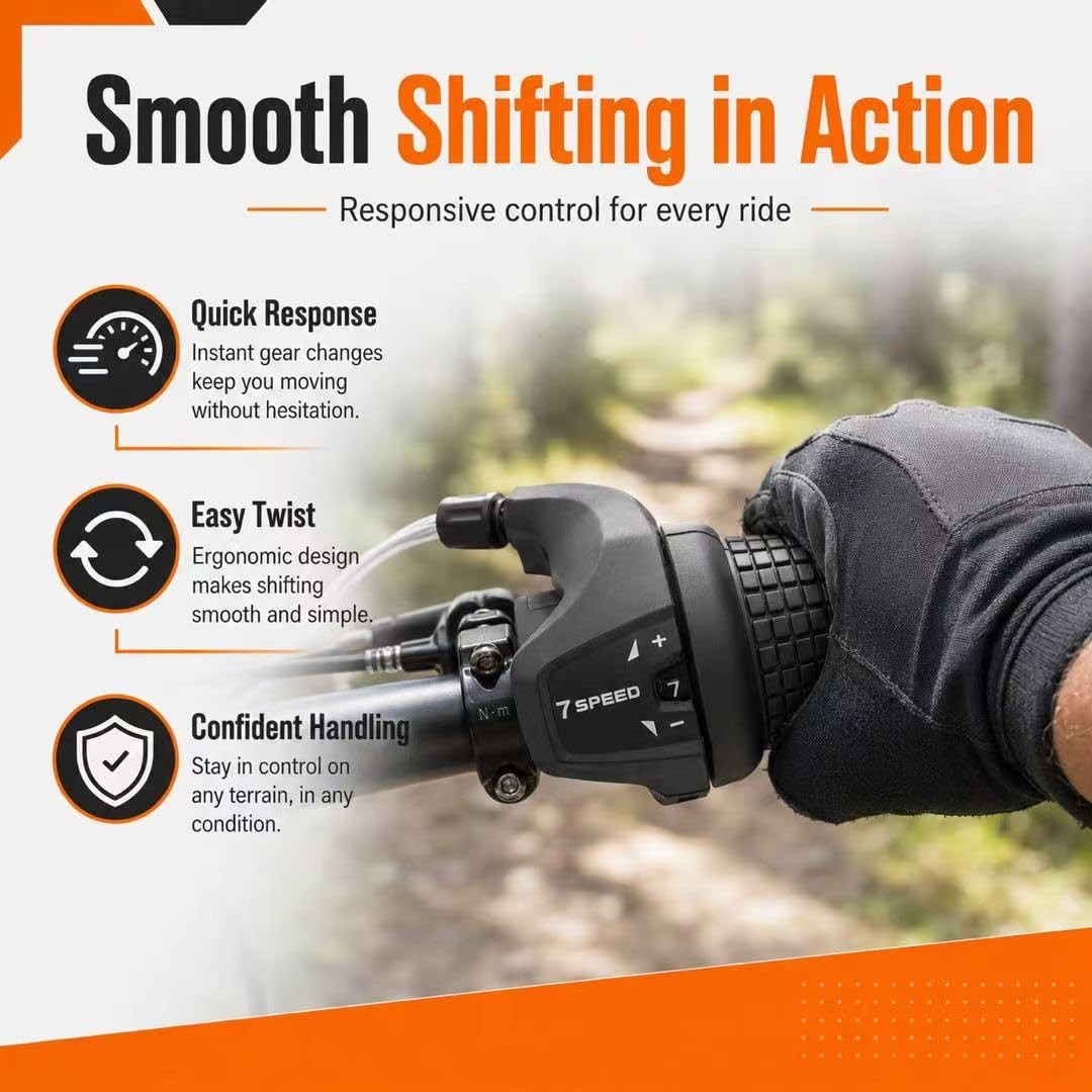 7 Speed Bike Twist Gear Shifter Handlebar Grip Shift Wire Lever Component