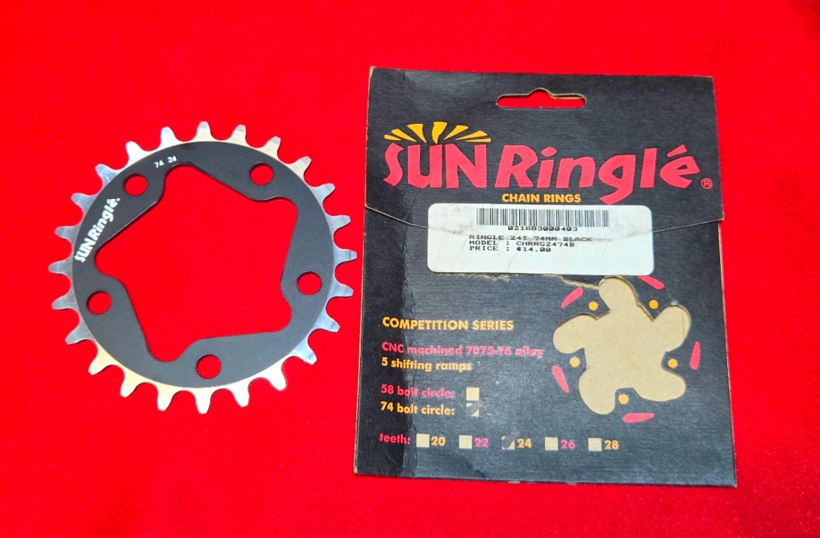 Sun Ringle CHRRG2474B, 24T Chainring 74mm 5-Arm 7075-T6 Aluminum-Zinc Alloy, NEW