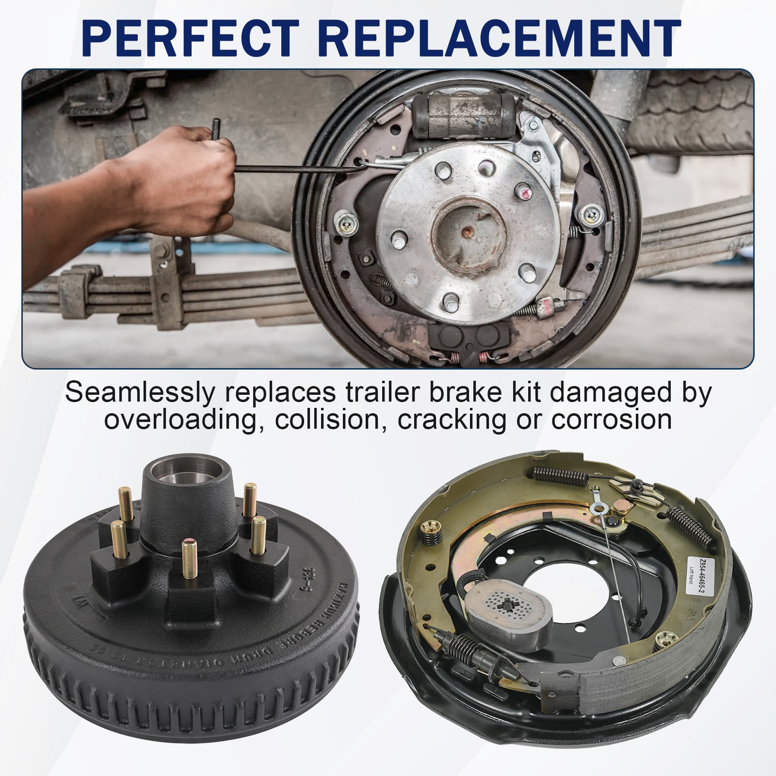 New Self-Adjusting Electric Brake 6 on 5.5″ Bolt Circle Drum Kits with 12″ X 2″