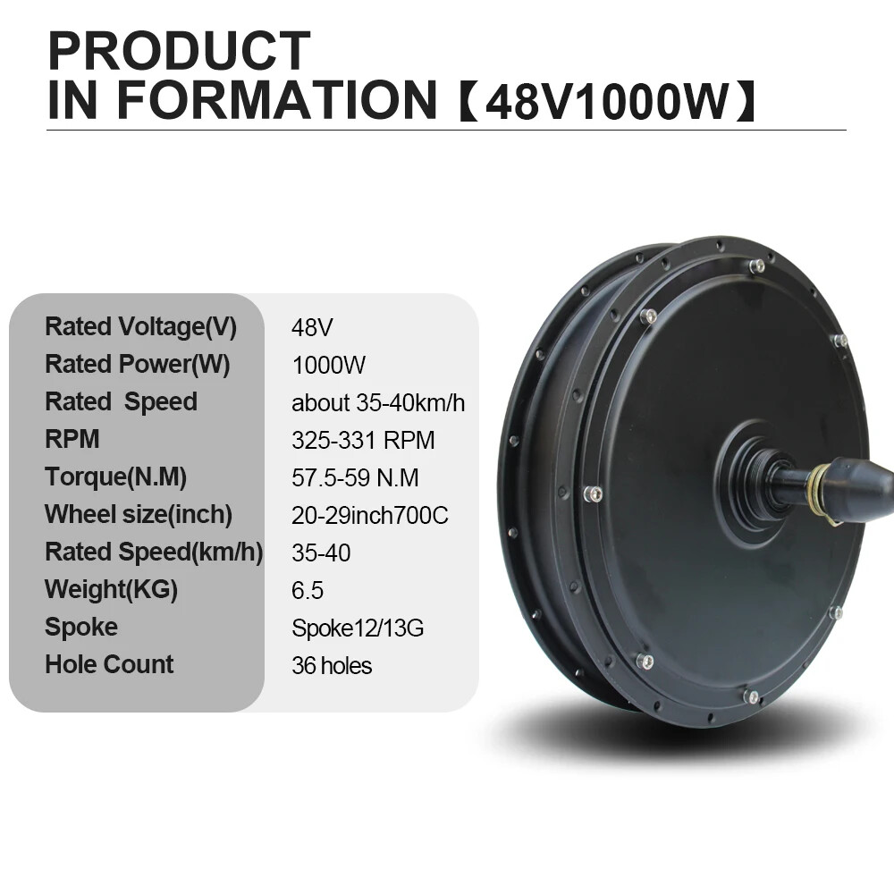 48V 1000W Electric Bike Conversion Rear Rotate Hub Motor Wheel Drop Out 135mm